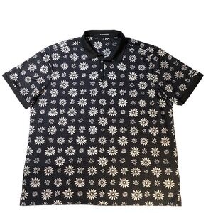 Byrdgang Size 3XL Floral Polo Shirt Black White Daisy Y2K Streetwear